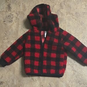Carters Red Plaid Fleece Jacket